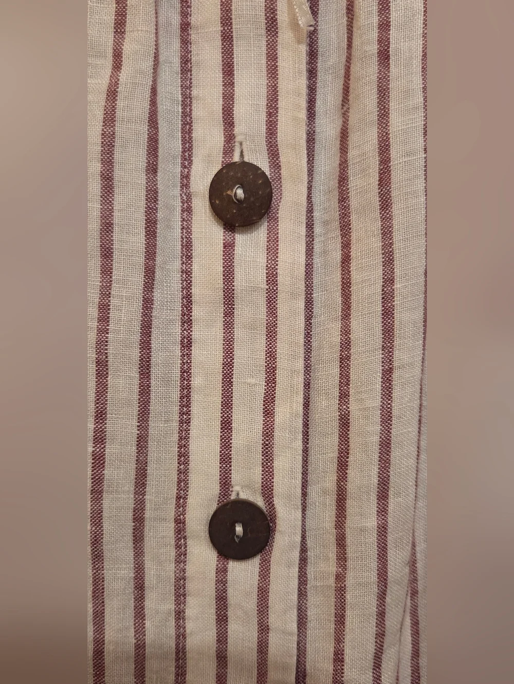 NWT Artisan NY 100% Linen Striped Beige Button-Front Midi Dress w/pockets Sz 12 - Picture 4 of 4